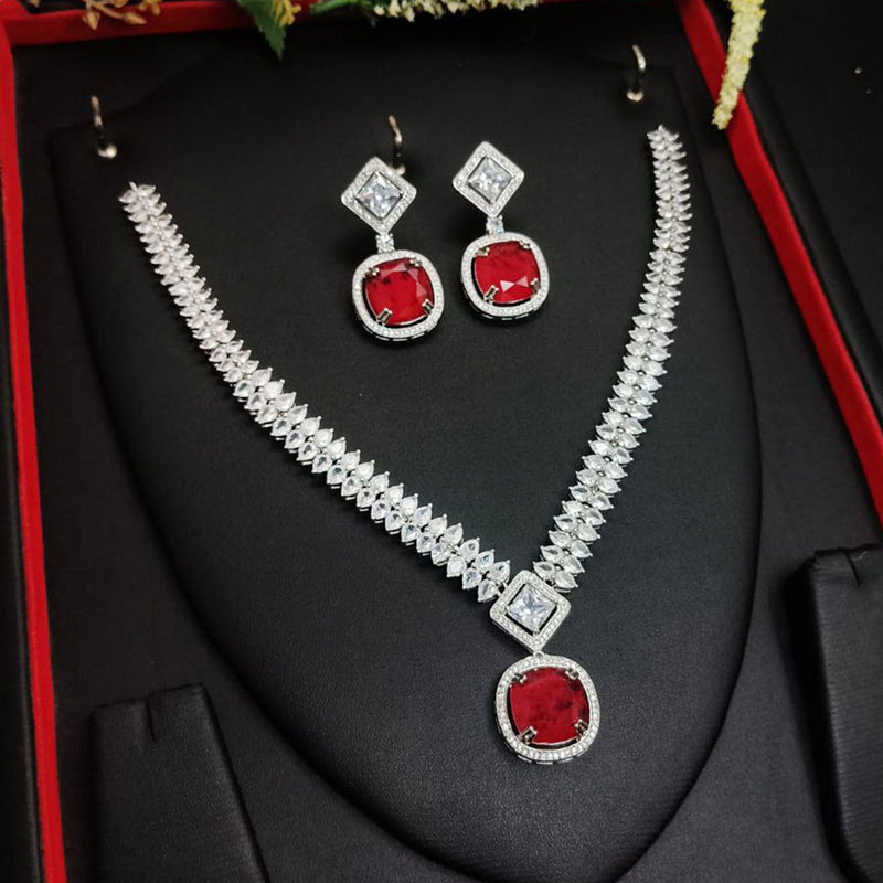 Aamrapali Silver Plated  AD Necklace Set