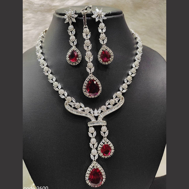 Aamrapali Silver Plated  AD Necklace Set