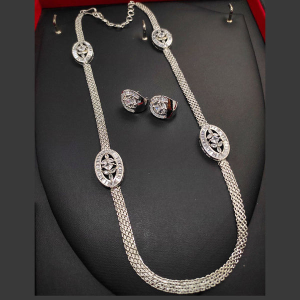 Aamrapali Silver Plated  AD Necklace Set