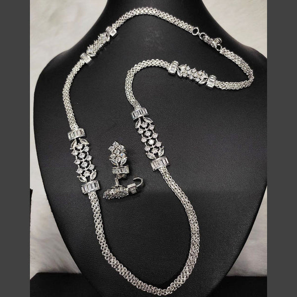 Aamrapali Silver Plated AD Necklace Set