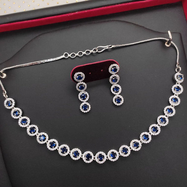 Aamrapali Silver Plated AD Necklace Set