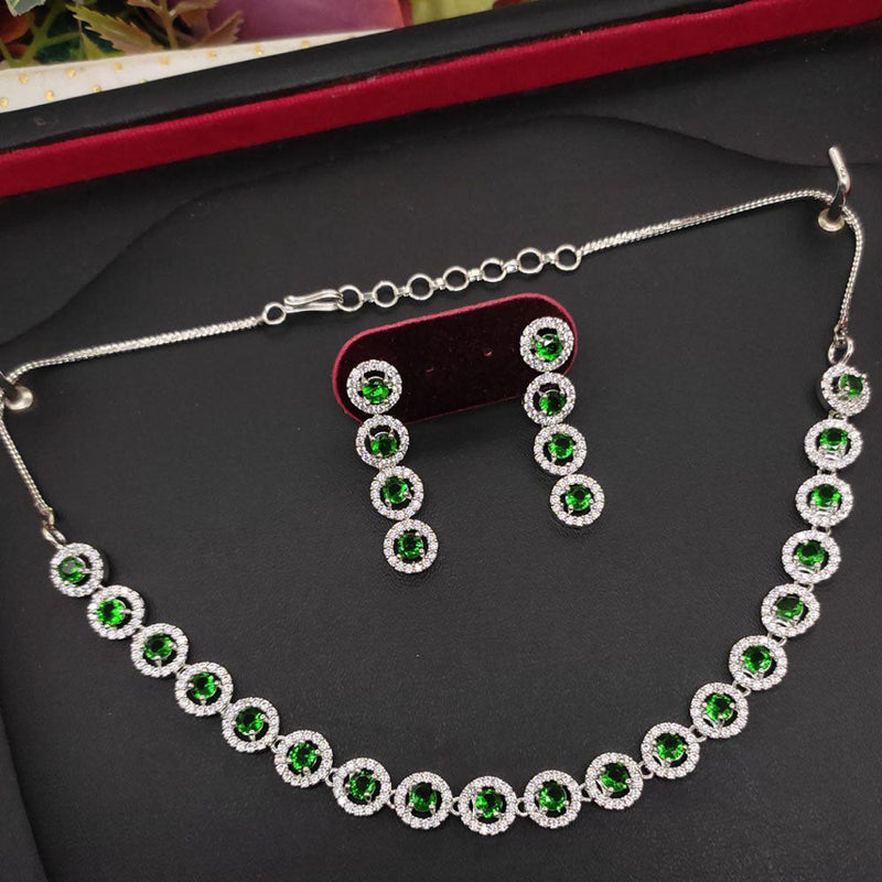 Aamrapali Silver Plated AD Necklace Set