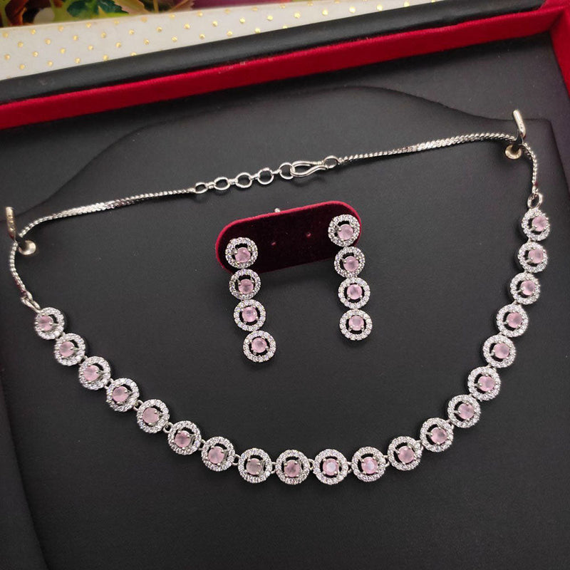 Aamrapali Silver Plated AD Necklace Set