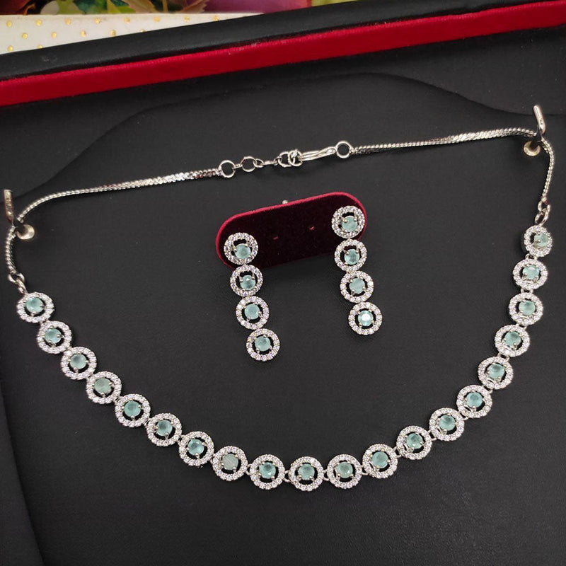 Aamrapali Silver Plated AD Necklace Set