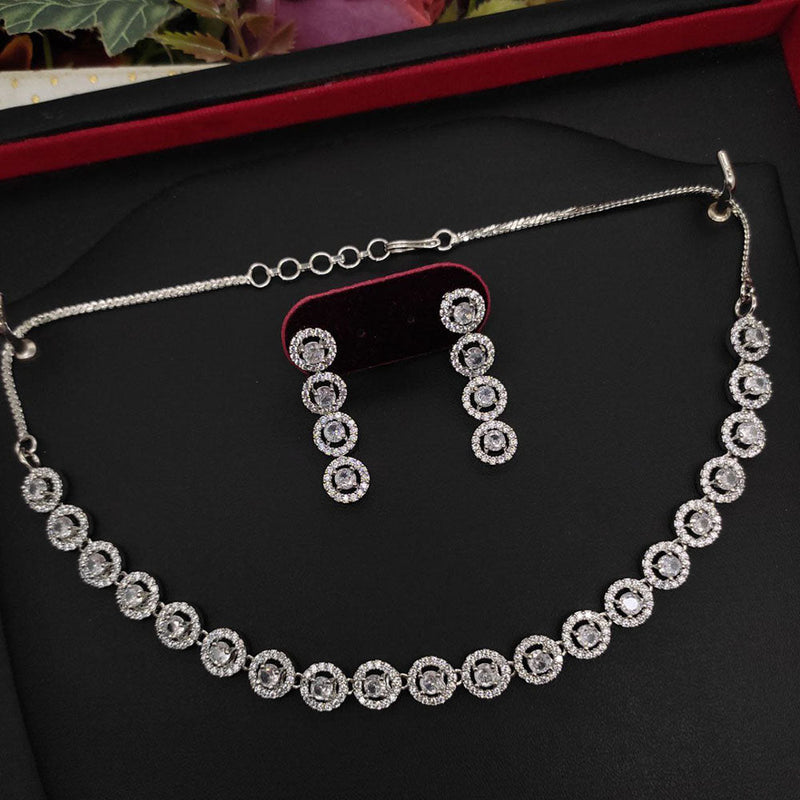 Aamrapali Silver Plated AD Necklace Set