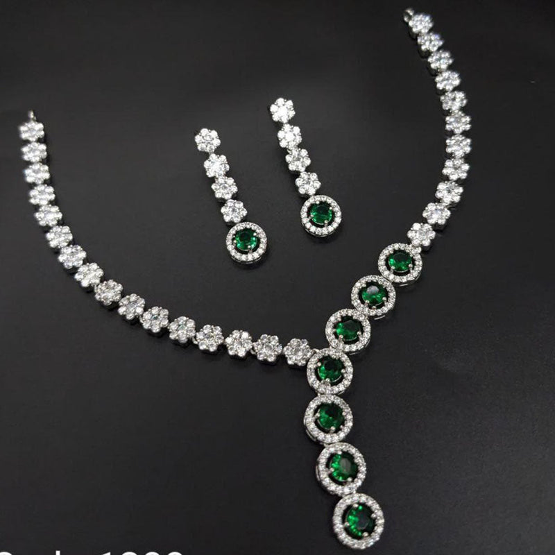 Aamrapali Silver Plated AD Necklace Set