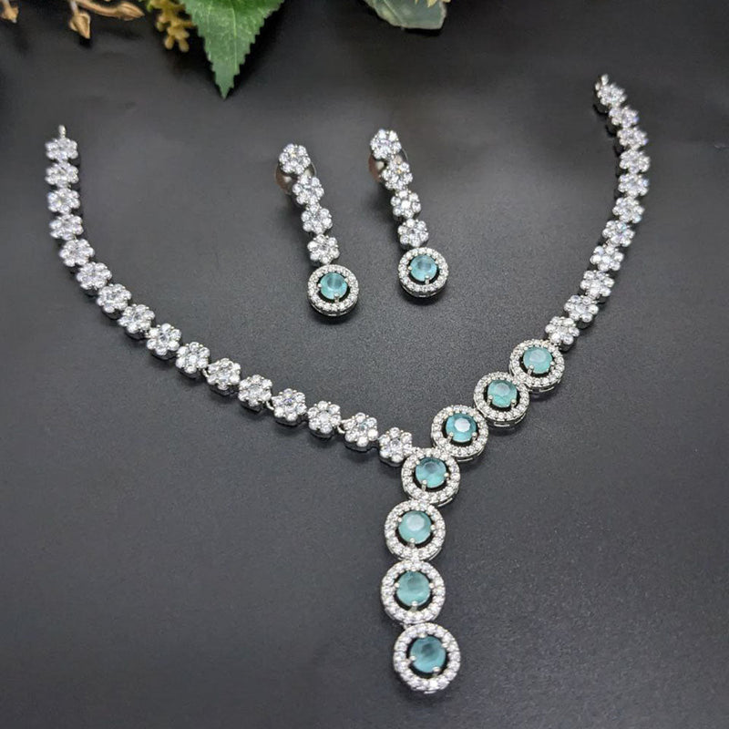 Aamrapali Silver Plated AD Necklace Set