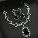 Aamrapali Silver Plated AD Necklace Set