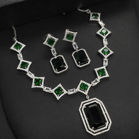 Aamrapali Silver Plated AD Necklace Set