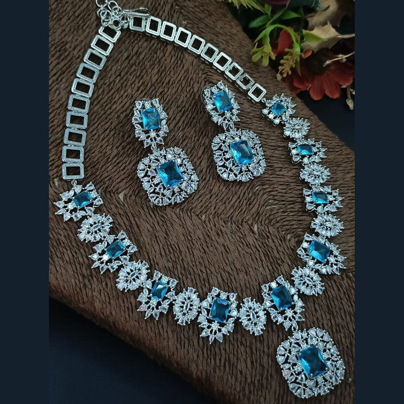 Aamrapali Silver Plated AD Necklace Set