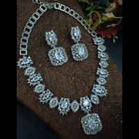 Aamrapali Silver Plated AD Necklace Set