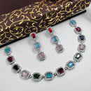 Aamrapali Silver Plated AD Necklace Set