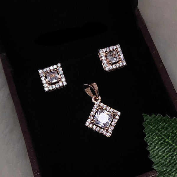 Aamrapali  Rose Gold Plated Austrian Stone Pendant Set