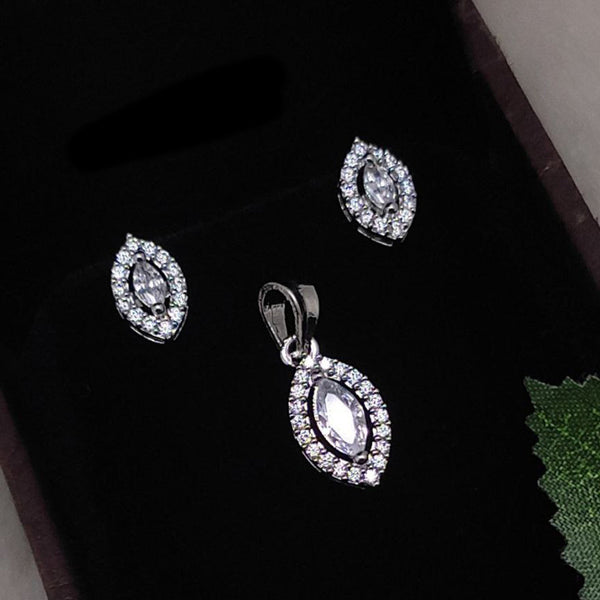 Aamrapali Silver Plated Austrian Stone Pendant Set