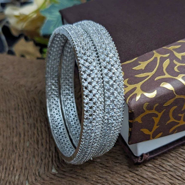 Aamrapali Silver Plated American Diamond Bangle Set