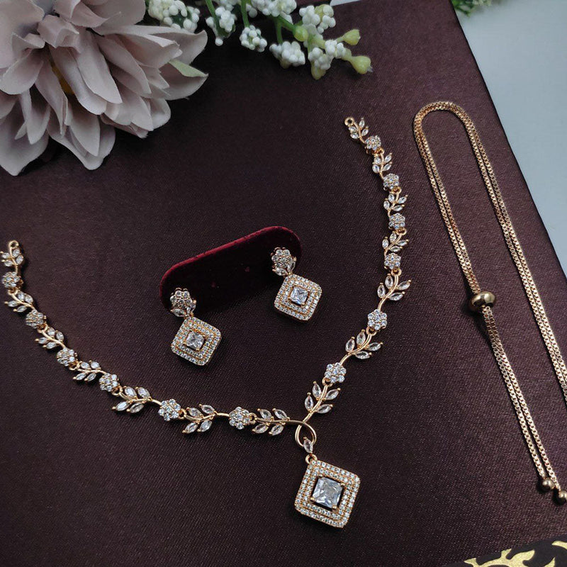 Aamrapali Gold Plated AD Necklace Set