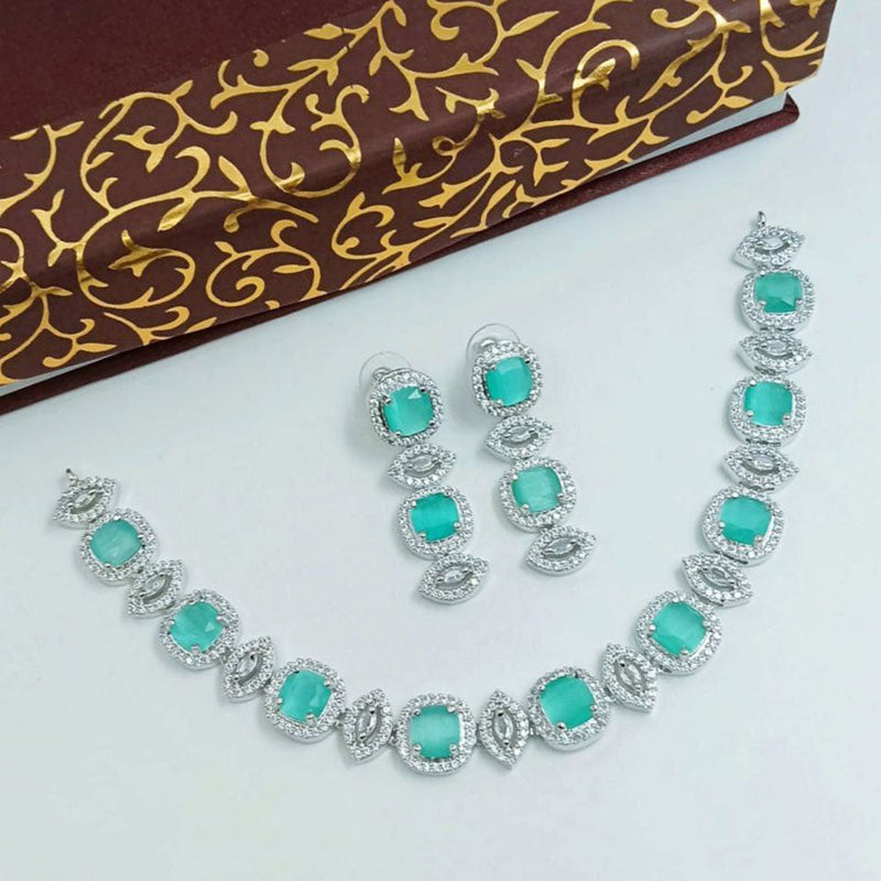 Aamrapali Silver Plated AD Necklace Set