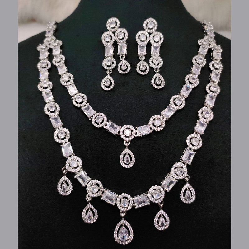 Aamrapali Silver Plated AD Necklace Set