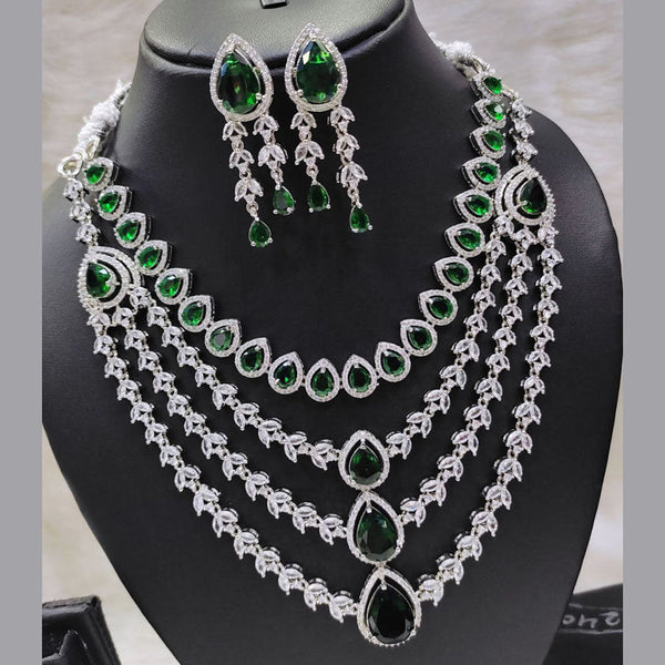 Aamrapali Silver Plated AD Necklace Set