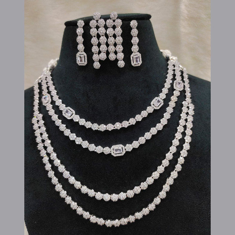 Aamrapali Silver Plated AD Necklace Set