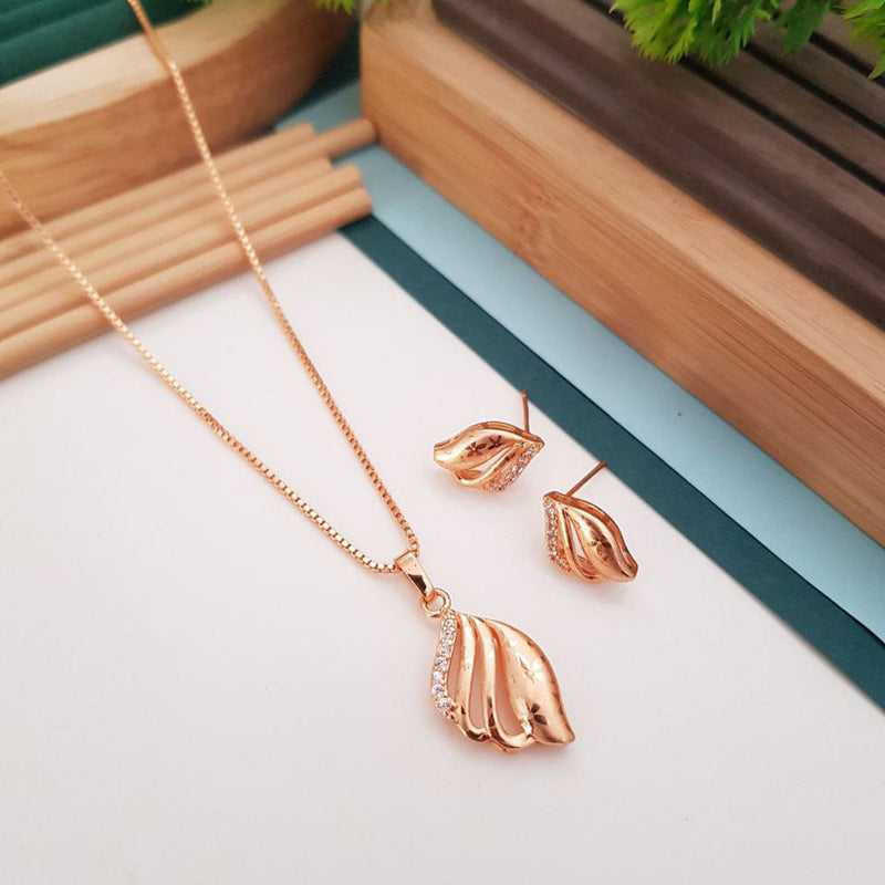 Aamrapali Rose Gold Plated Austrian Stone Pendant Set