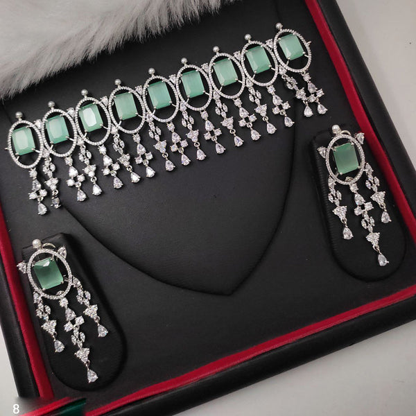 Aamrapali Silver Plated AD Necklace Set