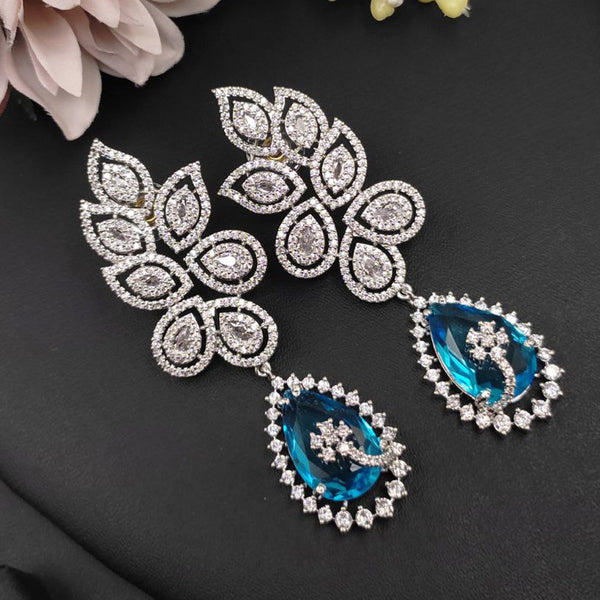 Aamrapali Silver Plated American Diamond  Dangler Earrings