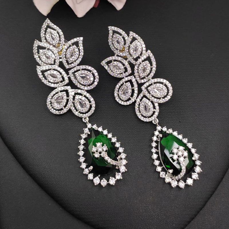 Aamrapali Silver Plated American Diamond  Dangler Earrings