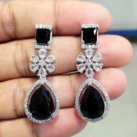 Aamrapali Silver Plated American Diamond  Dangler Earrings