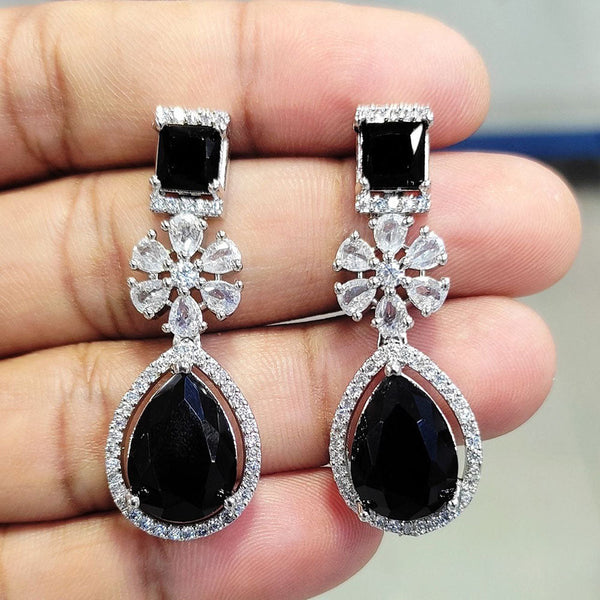 Aamrapali Silver Plated American Diamond  Dangler Earrings