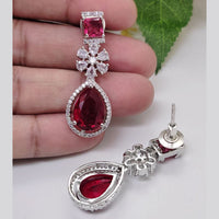 Aamrapali Silver Plated American Diamond  Dangler Earrings
