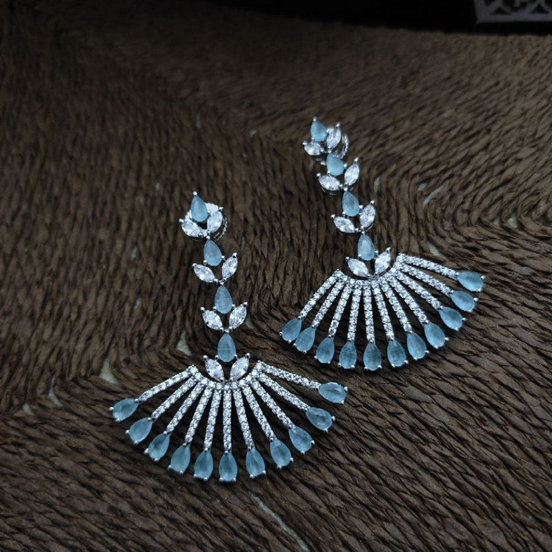 Aamrapali Silver Plated American Diamond  Dangler Earrings