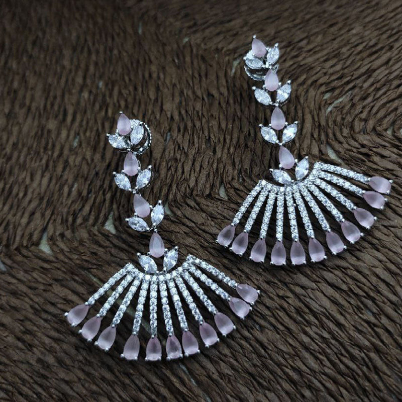 Aamrapali Silver Plated American Diamond  Dangler Earrings