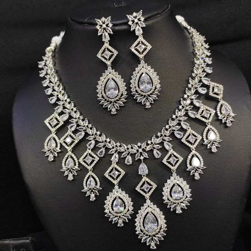 Aamrapali Silver Plated American Diamond Necklace Set