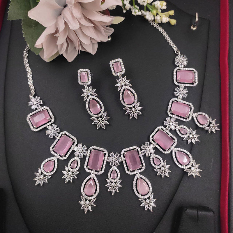 Aamrapali Silver Plated American Diamond Necklace Set