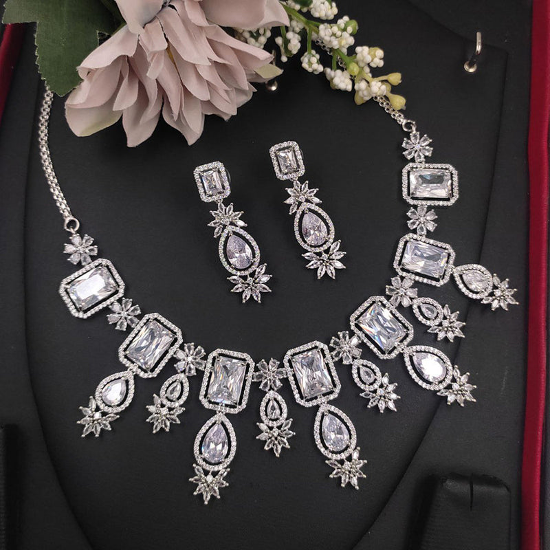 Aamrapali Silver Plated American Diamond Necklace Set