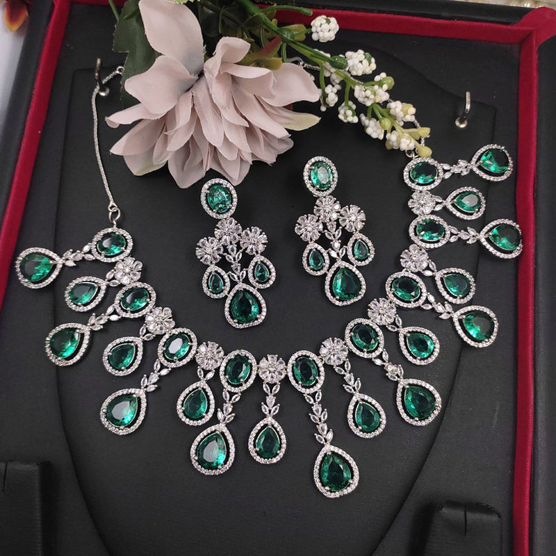 Aamrapali Silver Plated American Diamond Necklace Set