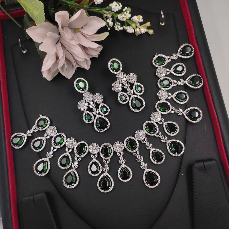 Aamrapali Silver Plated American Diamond Necklace Set