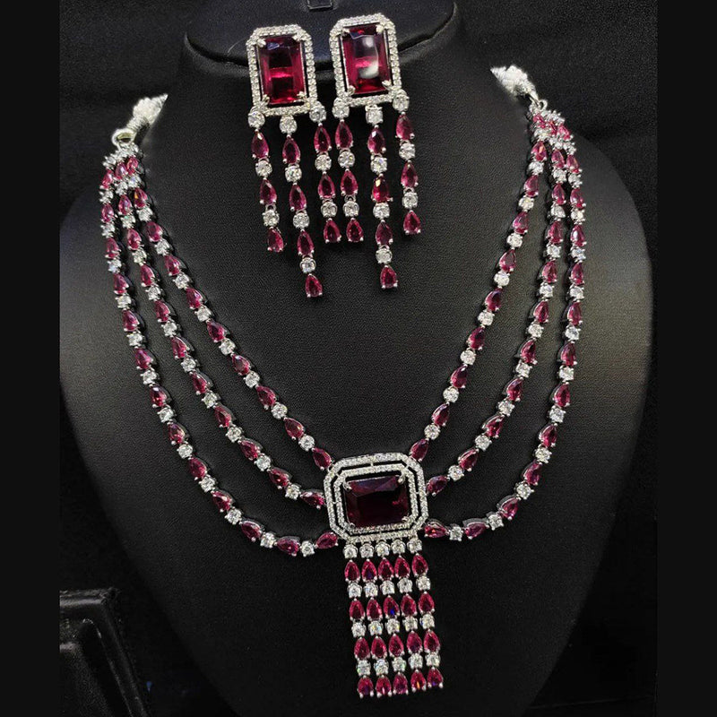 Aamrapali Silver Plated American Diamond Necklace Set