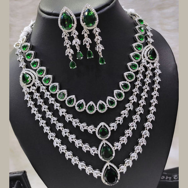 Aamrapali Silver Plated American Diamond Necklace Set