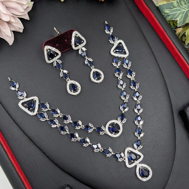 Aamrapali Silver Plated American Diamond Necklace Set