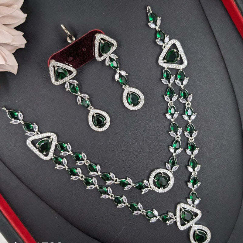 Aamrapali Silver Plated American Diamond Necklace Set