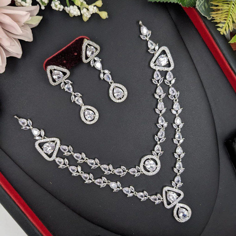 Aamrapali Silver Plated American Diamond Necklace Set