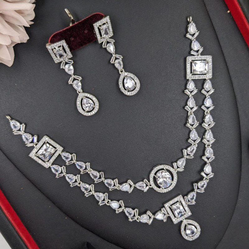 Aamrapali Silver Plated American Diamond Necklace Set