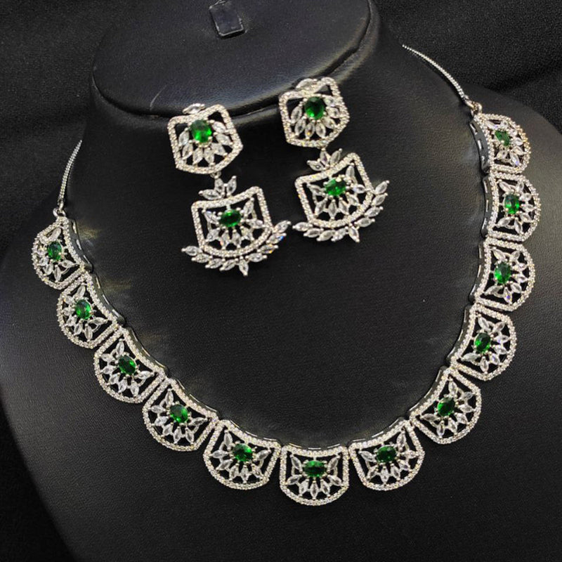 Aamrapali Silver Plated American Diamond Necklace Set