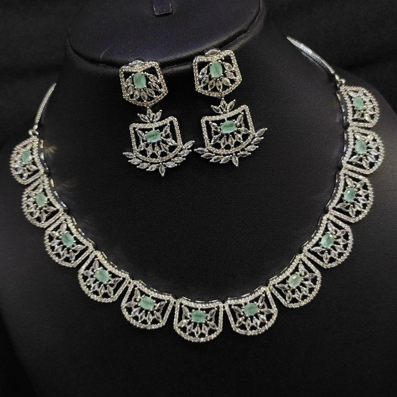 Aamrapali Silver Plated American Diamond Necklace Set