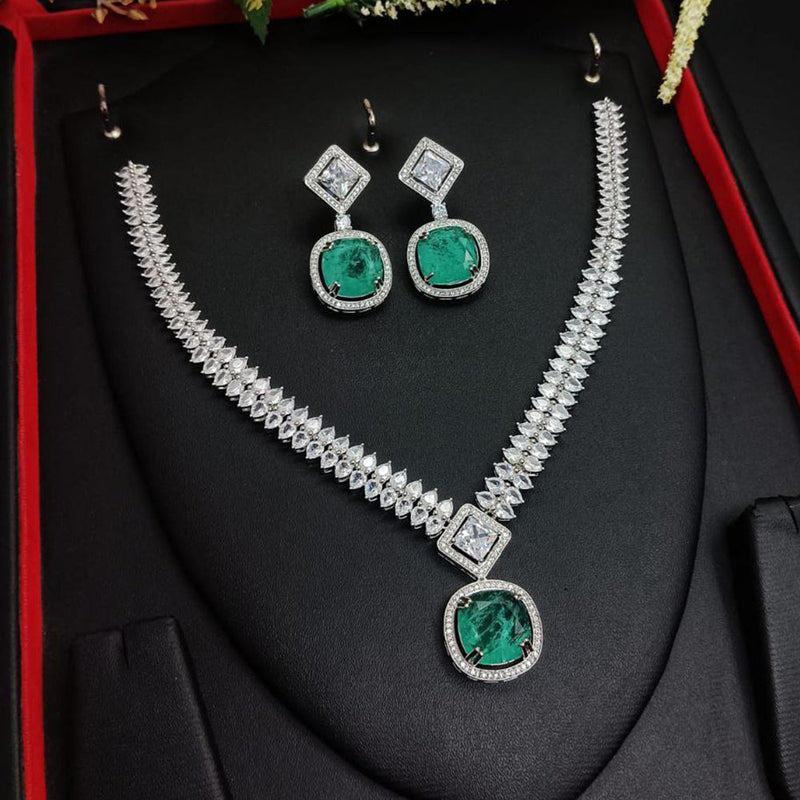 Aamrapali Silver Plated American Diamond Necklace Set