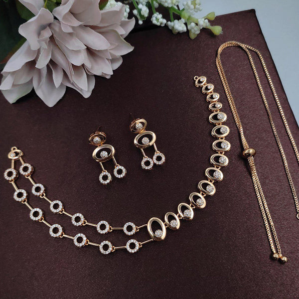 Aamrapali Gold Plated American Diamond Necklace Set