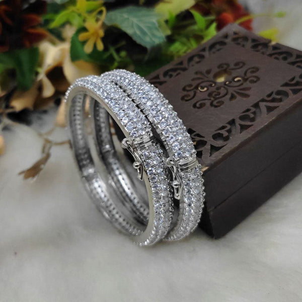 Aamrapali Silver Plated American Diamond Bangle Set