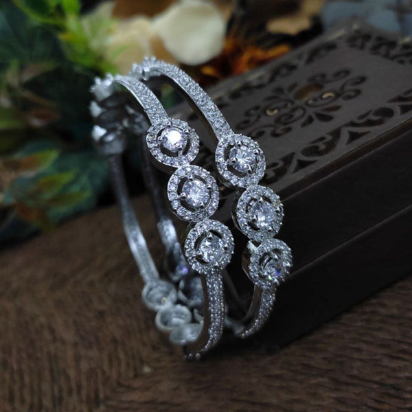 Aamrapali Silver Plated American Diamond Bangle Set